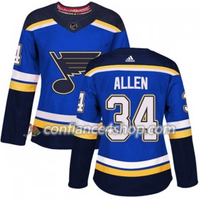 Adidas Maillot de Hockey St. Louis Blues Jake Allen 34 2017-2018 Bleu Authentic - Femme